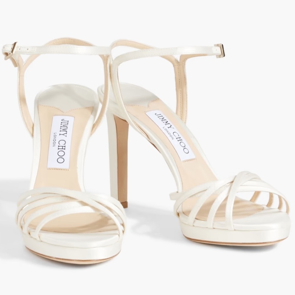 Jimmy Choo White Satin Heels Lilah 100 Satin Sandals - Wedding Bride Shoes